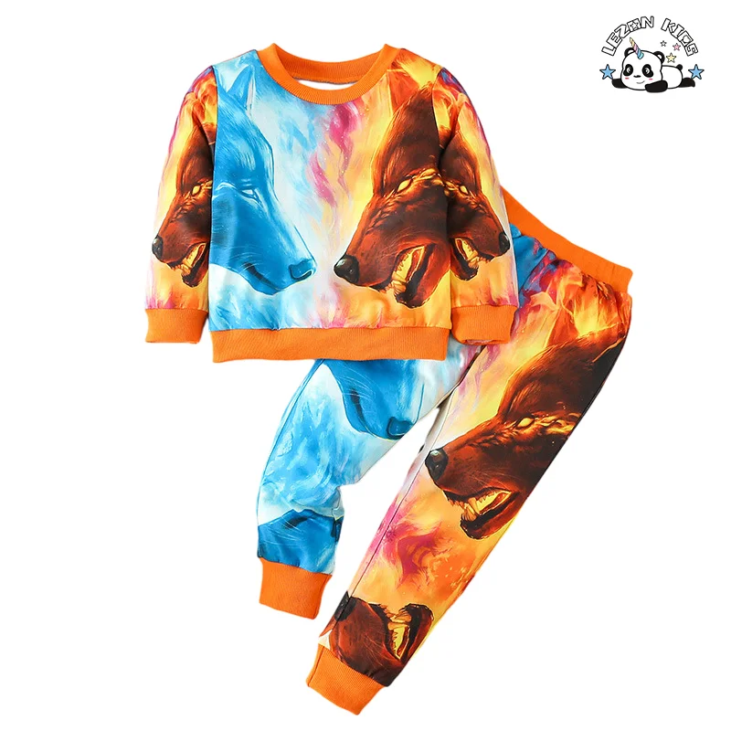 High Quality Two-piece Sports Style Printing Fashionable Children Clothing Boys Sweatshirt Set - Product Image