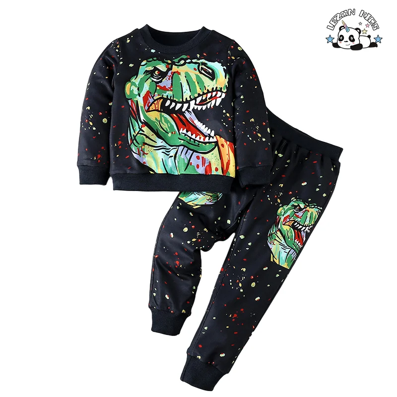 High Quality Two-piece Sports Style Printing Fashionable Children Clothing Boys Sweatshirt Set - Product Image
