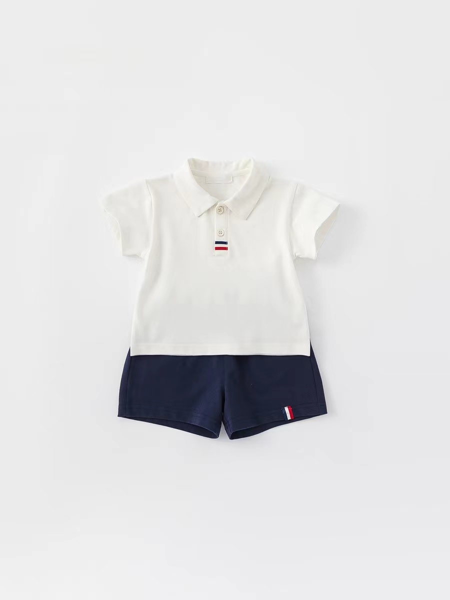 High Quality short sleeve and shorts 2pcs little boys outfits cotton kids clothing boys sets - Product Image