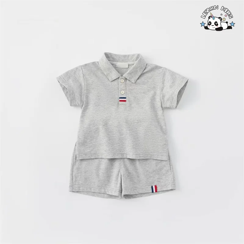 High Quality short sleeve and shorts 2pcs little boys outfits cotton kids clothing boys sets - Product Image
