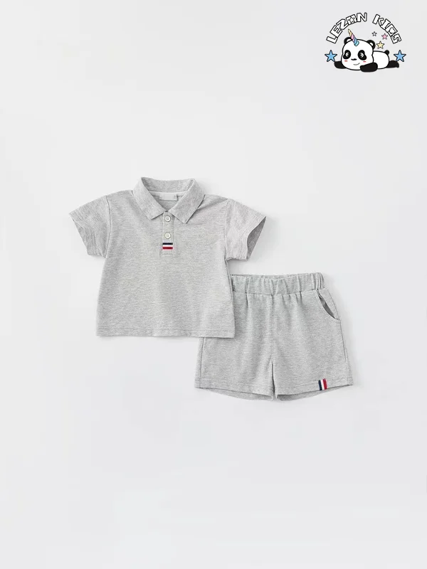 High Quality short sleeve and shorts 2pcs little boys outfits cotton kids clothing boys sets - Product Image
