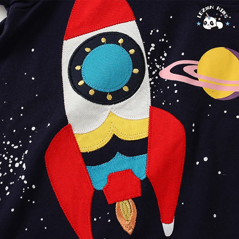 High-quality Baby Boys 2PCS Sets Short Sleeve Rocket Printed T-shirt & Shorts Summer Boys Clothing Set - Product Image