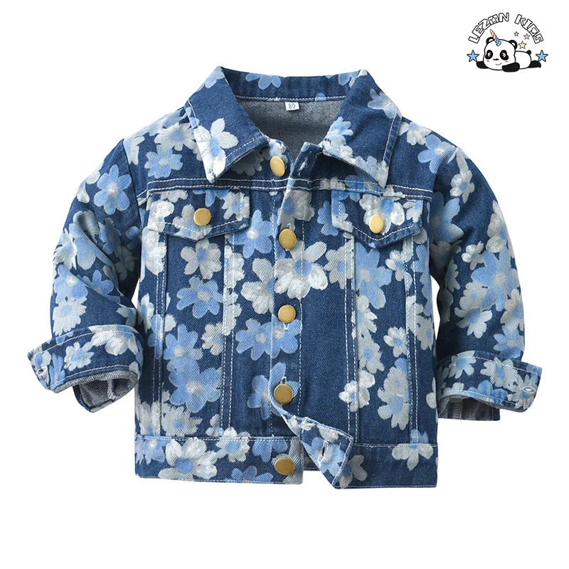 Kids Clothing Wholesale Kids Denim Jackets Flower Print Spring Autumn Boy Set - Product Image