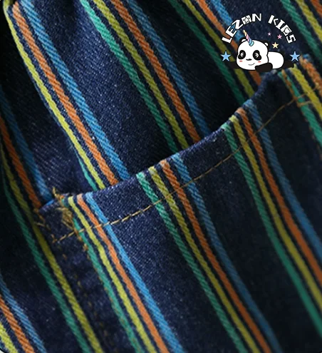 New Autumn Denim Two-piece Clothing Set Kids Fashionable Striped Pant Set for Baby Boys - Product Image