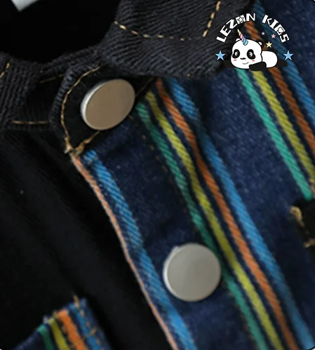 New Autumn Denim Two-piece Clothing Set Kids Fashionable Striped Pant Set for Baby Boys - Product Image