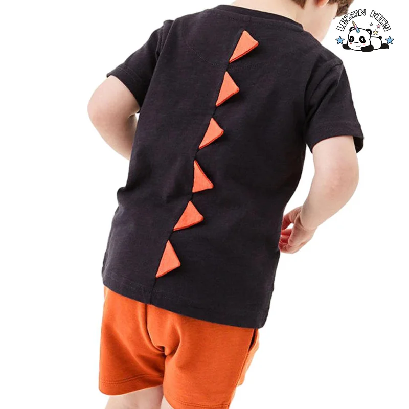 New Cartoon Printed Casual Short T-shirt Shorts Two Pieces Outside Wear Summer Boys Clothing Set - Product Image