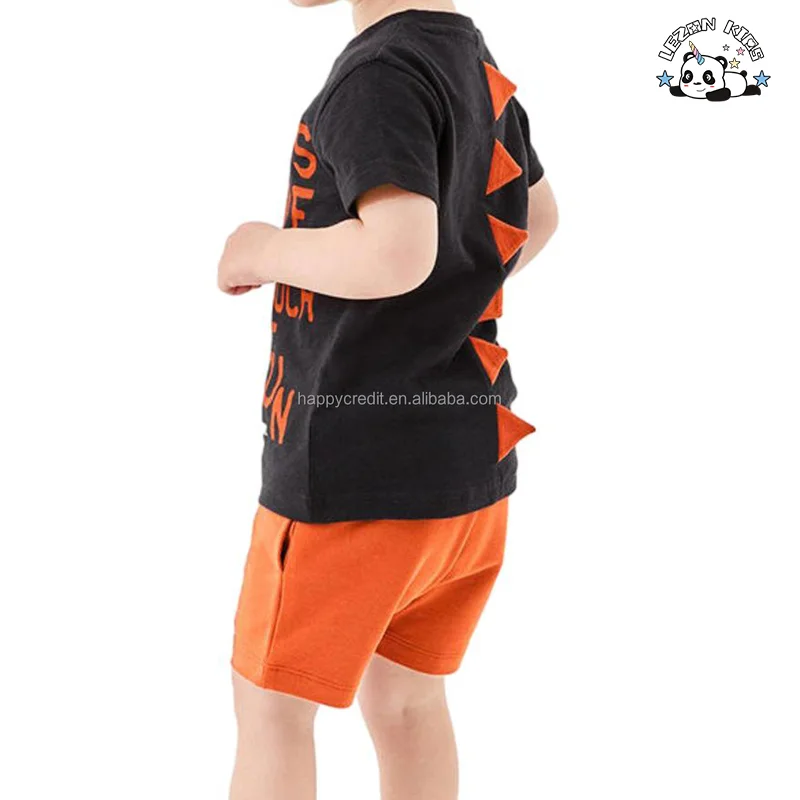 New Cartoon Printed Casual Short T-shirt Shorts Two Pieces Outside Wear Summer Boys Clothing Set - Product Image