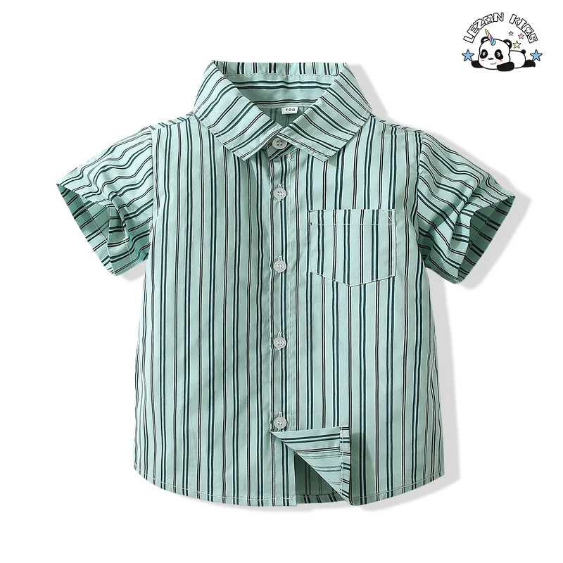 New Coming Boy's Summer Casual Clothing Set Hawaiian Outfit Gentleman Short Sleeve Shirt Top+Shorts Suits - Product Image