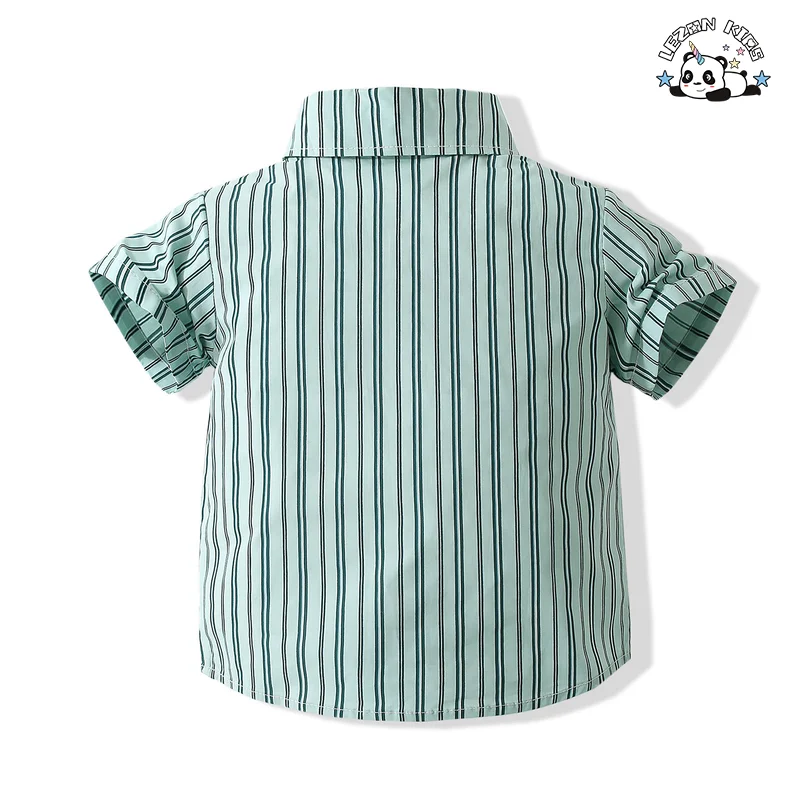 New Coming Boy's Summer Casual Clothing Set Hawaiian Outfit Gentleman Short Sleeve Shirt Top+Shorts Suits - Product Image