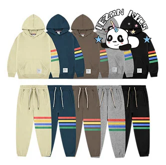 New Customized Children Clothes Set Colourful Printing Cotton Hoodie Fashion Kids Clothing - Product Image