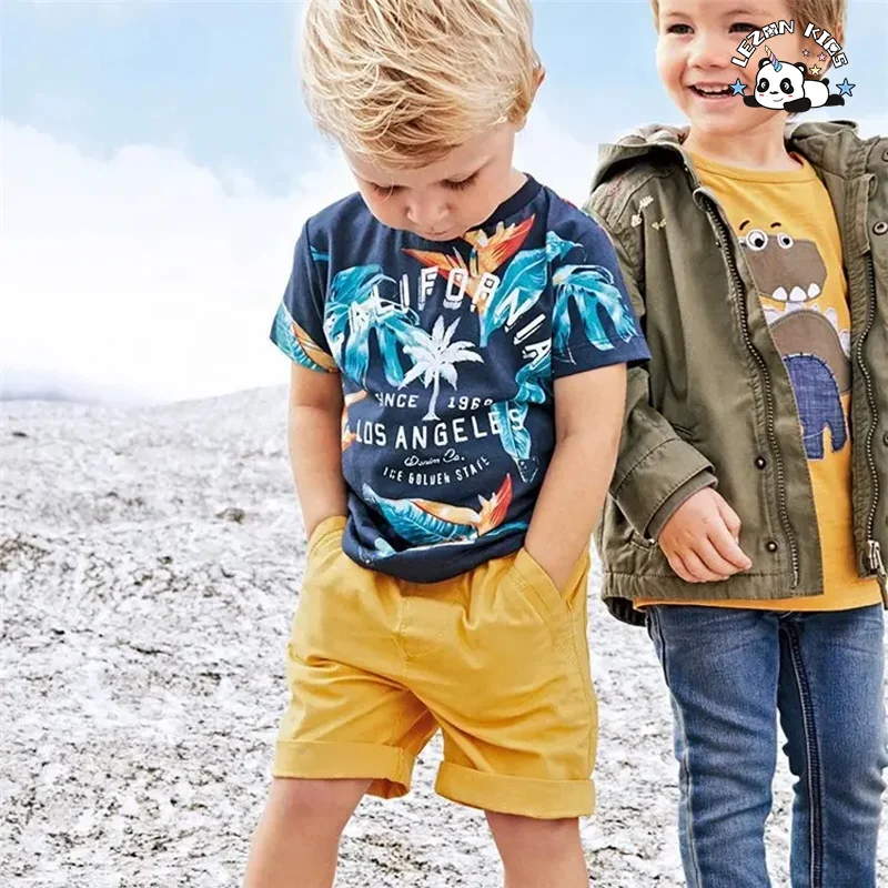 New Print Clothing Shorts Short Sleeve Two-Piece Set Summer Kids Little Boys Clothing Sets - Product Image