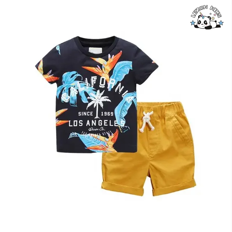 New Print Clothing Shorts Short Sleeve Two-Piece Set Summer Kids Little Boys Clothing Sets - Product Image