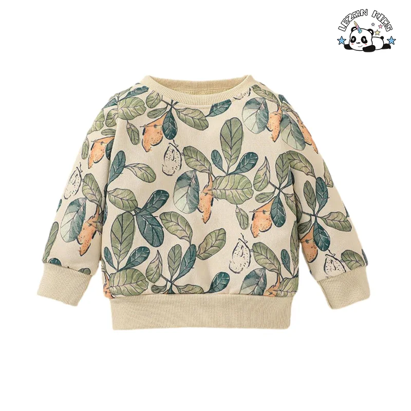 New Printed Long Sleeve Pullover Sweatshirt Two-piece Kids Boy Clothing Set for 2 to 12 Years Old - Product Image