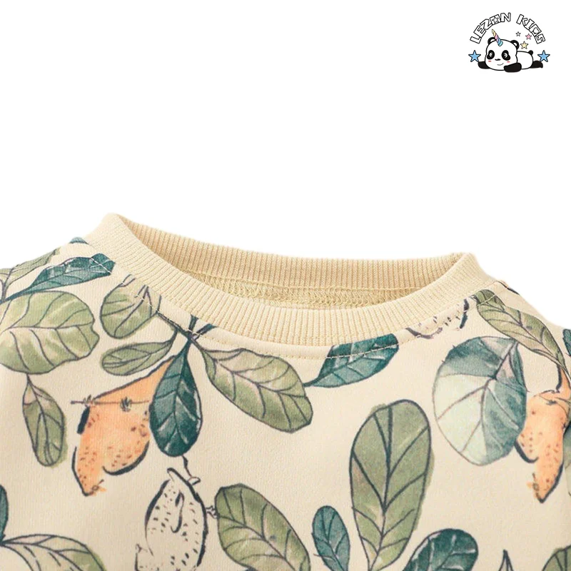 New Printed Long Sleeve Pullover Sweatshirt Two-piece Kids Boy Clothing Set for 2 to 12 Years Old - Product Image