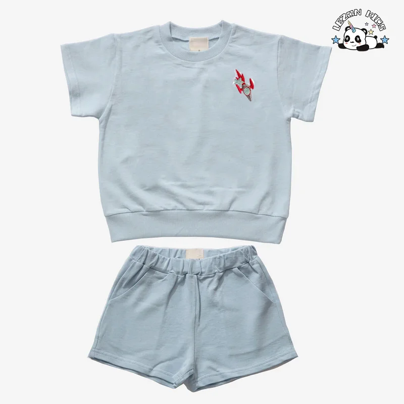 New Product Explosion T-shirt and Shorts Cool Outfit Rocket Printing Little Boys' Clothing Sets - Product Image