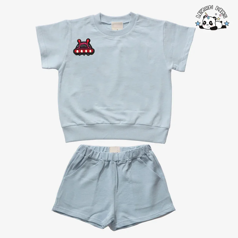 New Product Explosion cool spaceship printing summer suit baby boys girls printed clothing set - Product Image