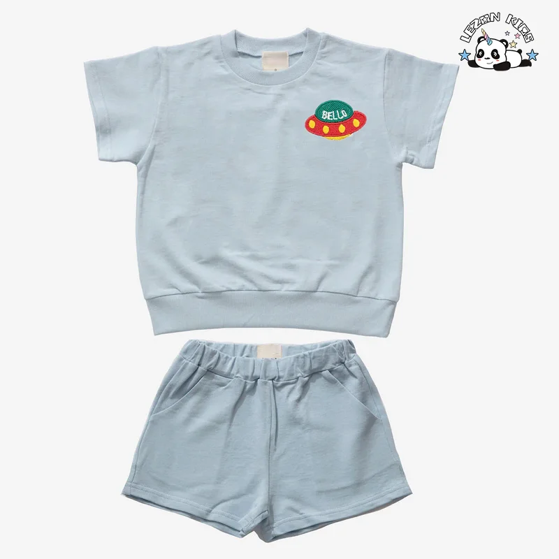 New Product Explosion cool spaceship printing summer suit baby boys girls printed clothing set - Product Image