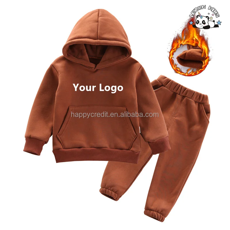 Novo Conjunto de Roupas para Meninos Pequenos com Logo Personalizado de Alta Qualidade para Atacado, 2 Peças, Fleece, Jogger