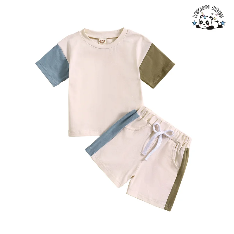 OEM Customizable Toddler Boy Casual Children's Wear T-shirt Trousers 2 Pieces Clothes Sets for Summer