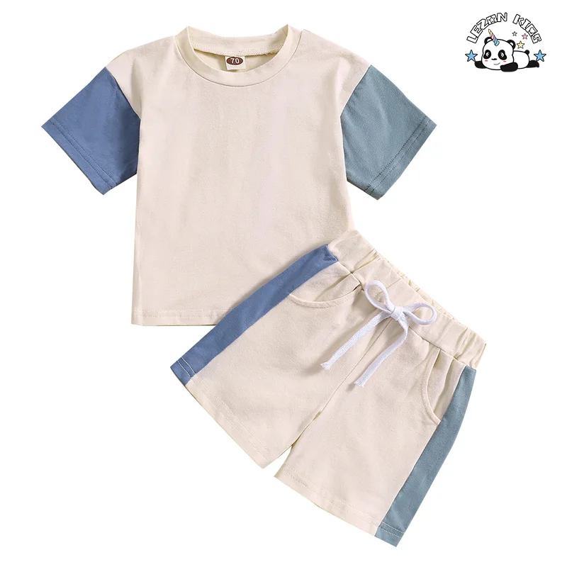 OEM Customizable Toddler Boy Casual Children's Wear T-shirt Trousers 2 Pieces Clothes Sets for Summer - Product Image