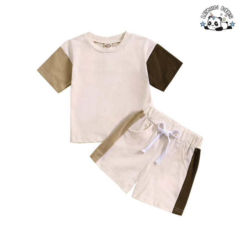 OEM Customizable Toddler Boy Casual Children's Wear T-shirt Trousers 2 Pieces Clothes Sets for Summer - Product Image