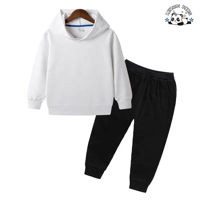 Wholesale 100% Cotton Kids Hooded Jogging Sweatpants Set Short Sleeve Boy Clothes With Pattern Sweatshirt - Product Image