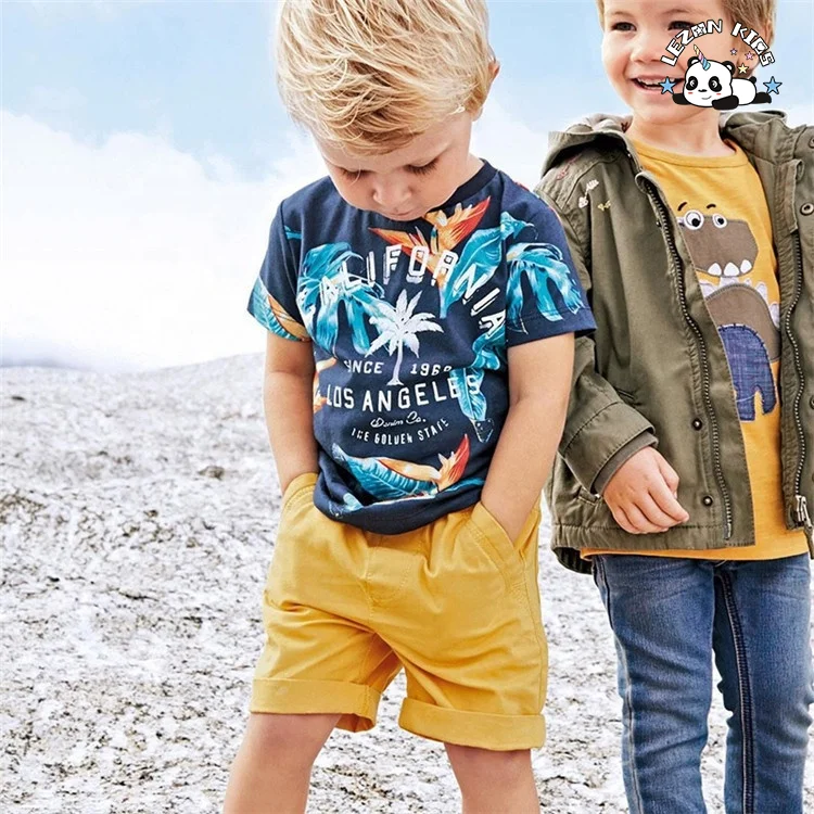 Conjuntos de Roupas Infantis por Atacado de 2 a 7 Anos de Idade Roupas Casuais para Meninos Camiseta Estampada Shorts Conjuntos Infantis de Algodão - Product Image