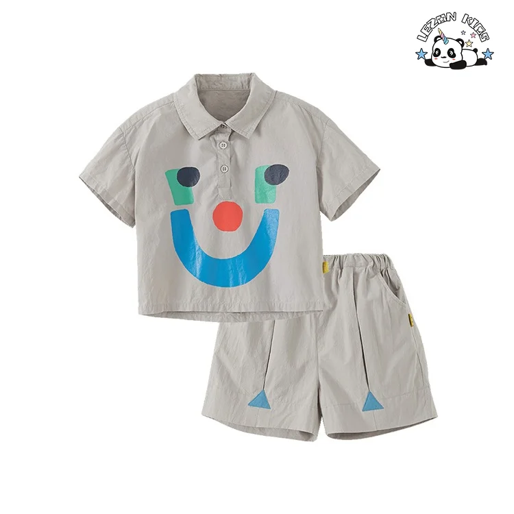 Conjunto de Roupas de Verão Personalizadas para Crianças em Algodão de Duas Peças
