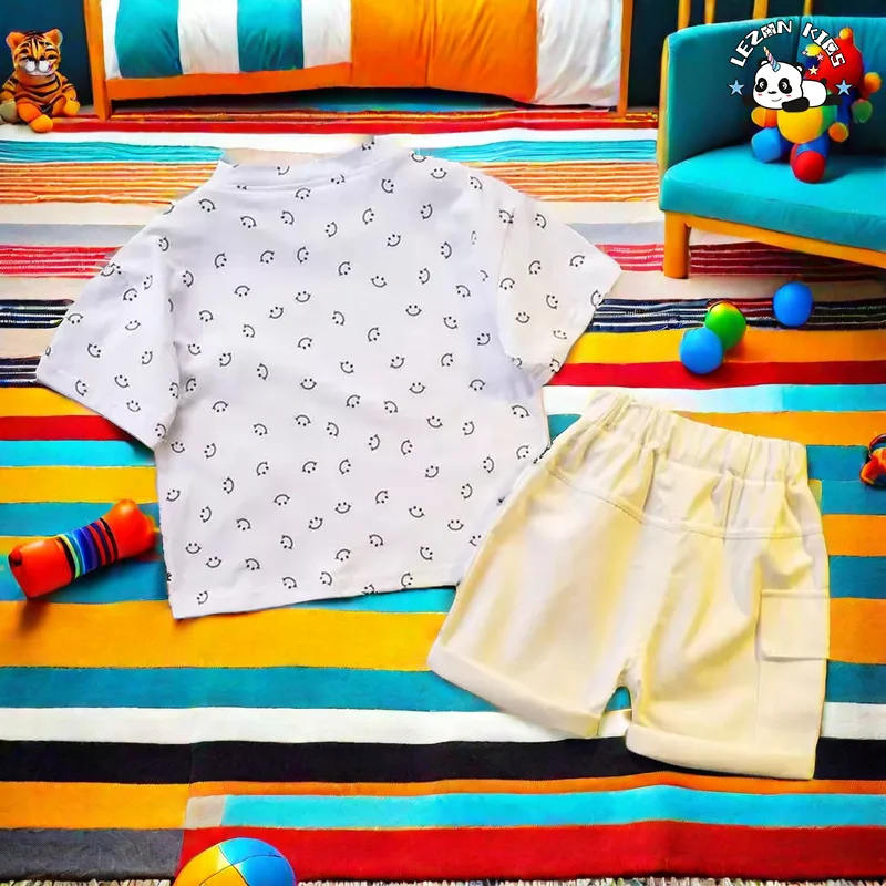 Atacado de conjuntos de roupas para meninos de alta qualidade, algodão puro, impressão de padrão de tigre, para verão - Product Image