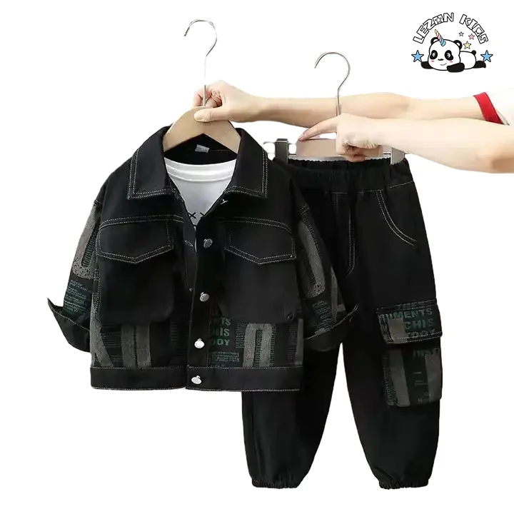 Wholesale Spring Autumn Long Sleeve Jacket and Pants Printed Kids Clothing Boys Set - Product Image