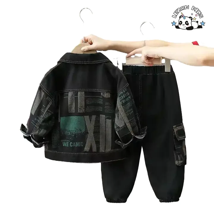 Wholesale Spring Autumn Long Sleeve Jacket and Pants Printed Kids Clothing Boys Set - Product Image