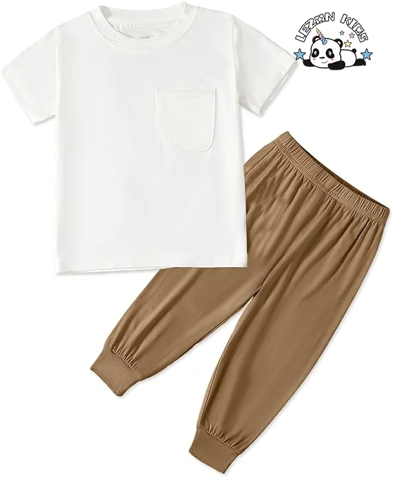 Conjunto de Roupas de Outono e Inverno para Meninos Camisas de Manga Longa com Bolso e Calças 2 Peças para 2-14T - Product Image