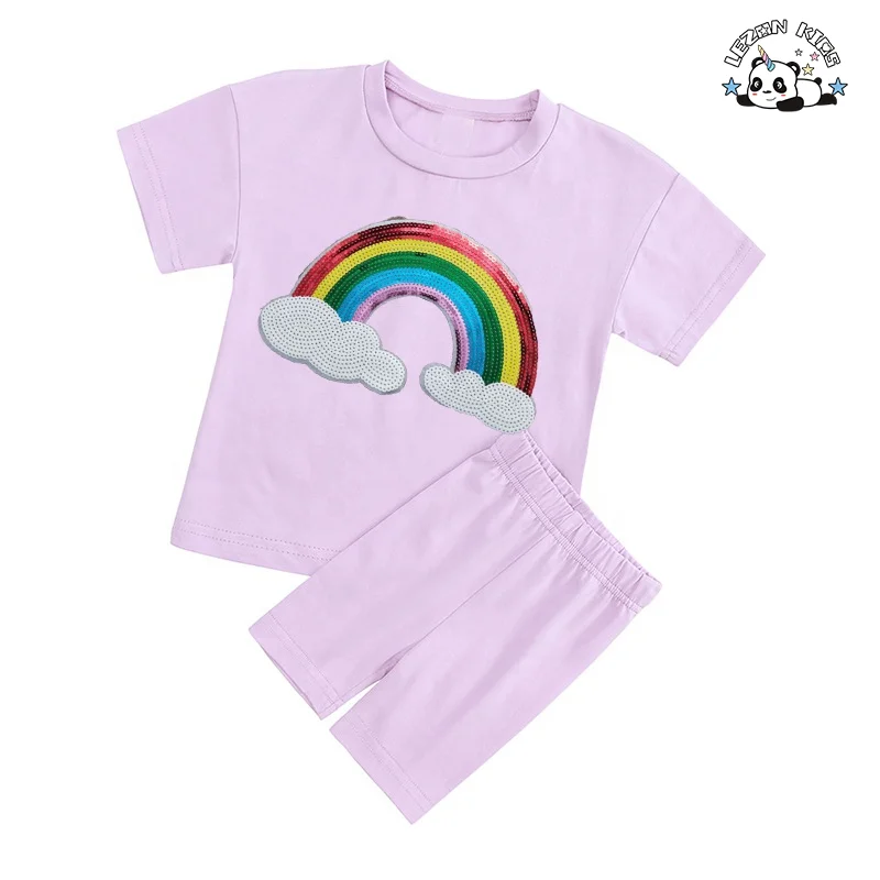 100% Cotton Sports Leisure Short-sleeved Girls Summer Clothes 2-14 Years Old Children's Clothes 2 Pieces of Children - Product Image