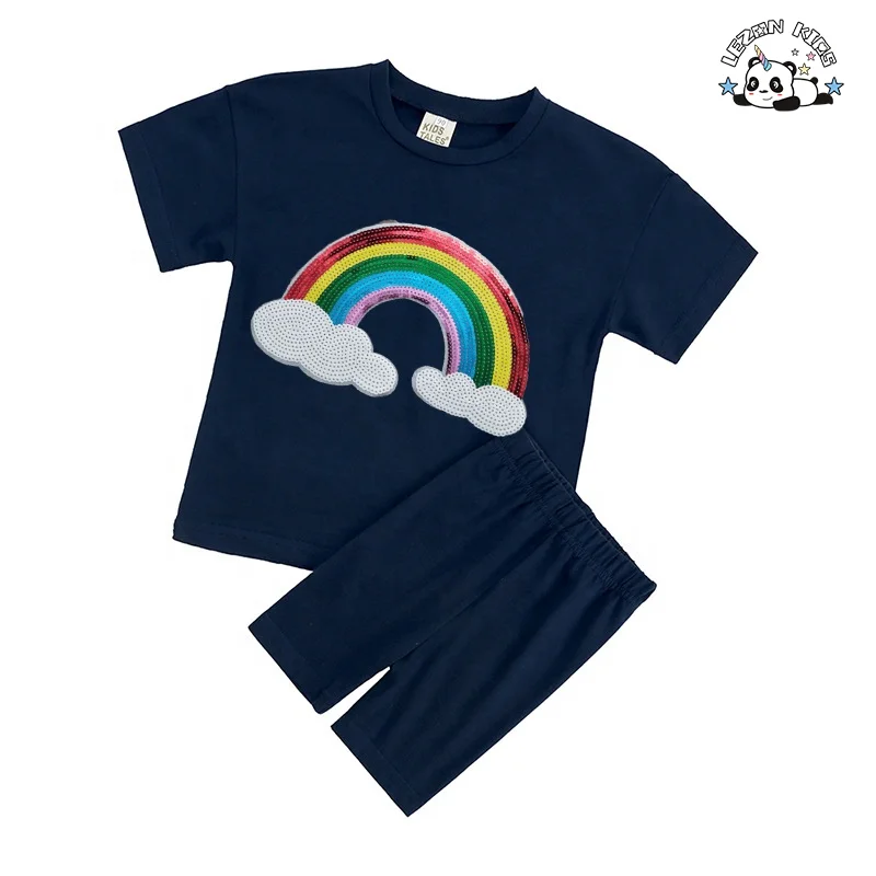 100% Cotton Sports Leisure Short-sleeved Girls Summer Clothes 2-14 Years Old Children's Clothes 2 Pieces of Children - Product Image