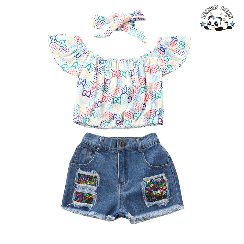 2024 Boutique Fashion Kids Clothes Ruffle Two Piece Summer Little Girls Clothing Sets - Product Image