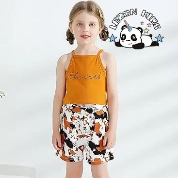 2024 Hot Sale Halter Sleeveless Vest Top Camouflage Shorts with Belt Cute Summer Outfits Set for Girls