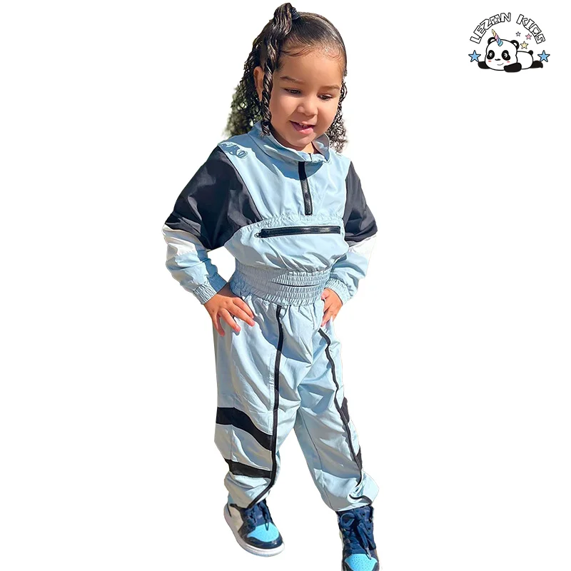 2024 Spring Stylish Little Girl Fashion Polyester 2 Pcs Color Block Kids Girls Clothing Set