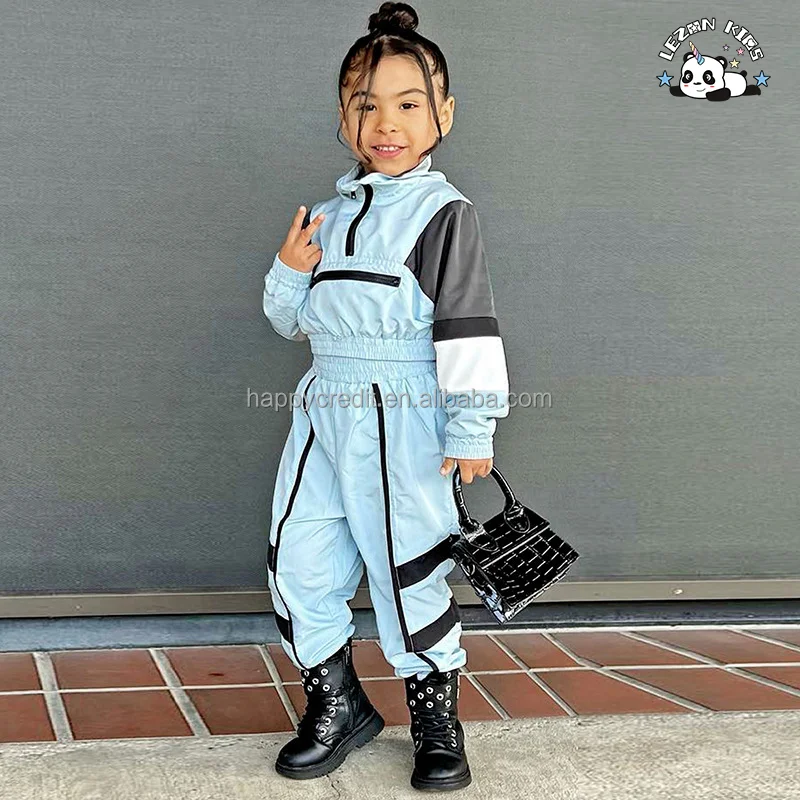 2024 Spring Stylish Little Girl Fashion Polyester 2 Pcs Color Block Kids Girls Clothing Set - Product Image