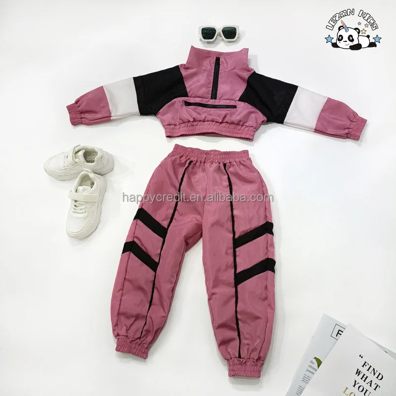 2024 Spring Stylish Little Girl Fashion Polyester 2 Pcs Color Block Kids Girls Clothing Set - Product Image