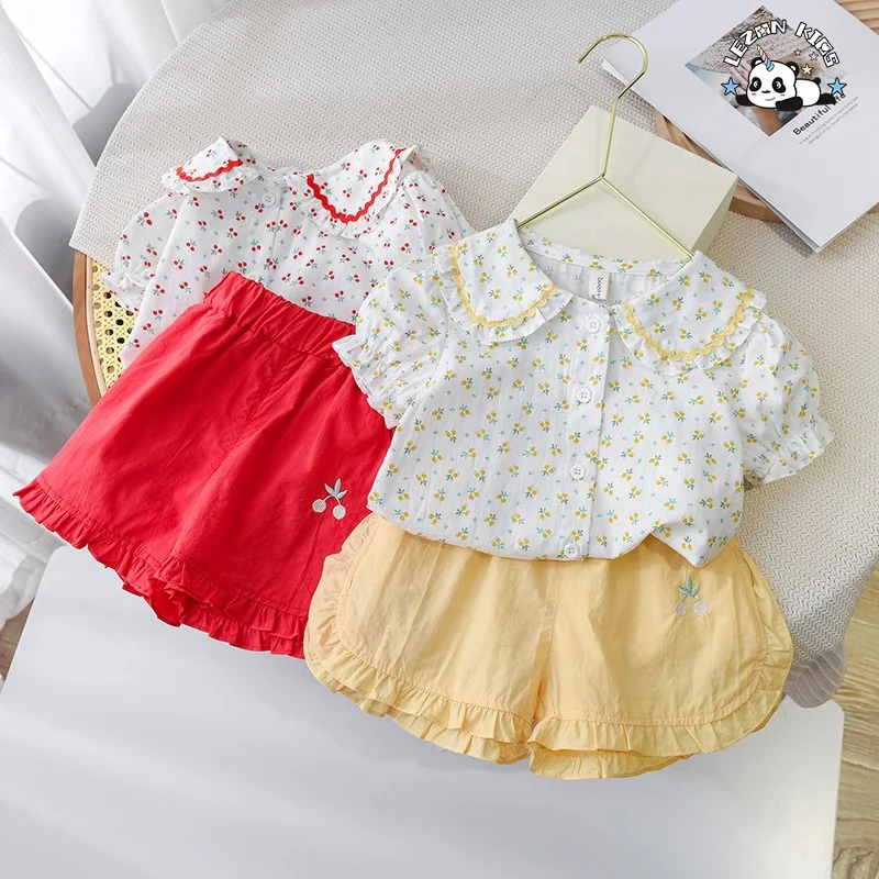 Baby Girl Clothes 2PCS Ruffle Outfits White Shirt Tops+ Denim Pants Ripped Jeans for Girls - Product Image