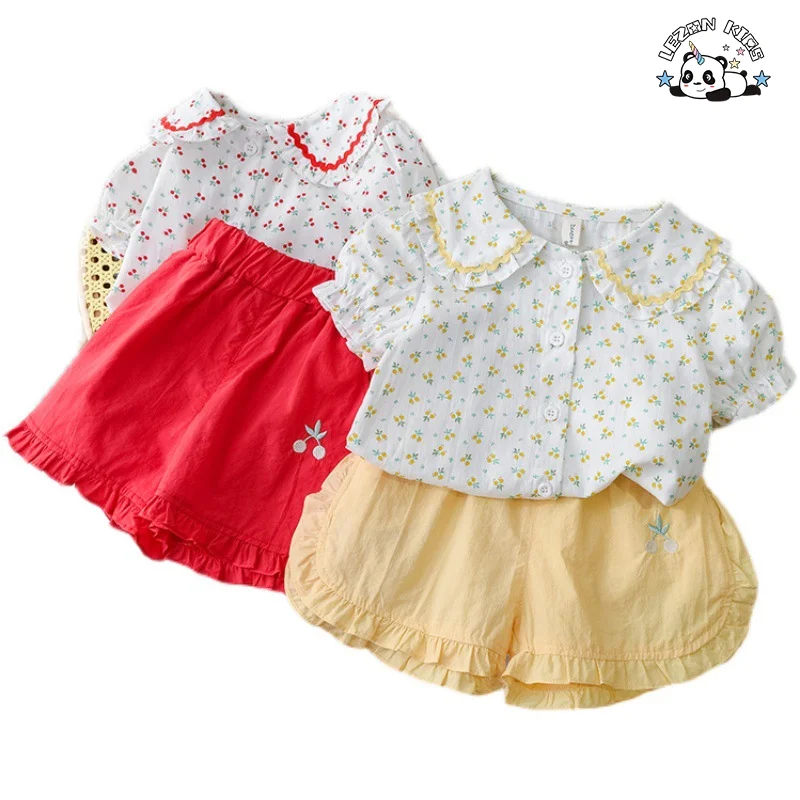 Baby Girl Clothes 2PCS Ruffle Outfits White Shirt Tops+ Denim Pants Ripped Jeans for Girls - Product Image