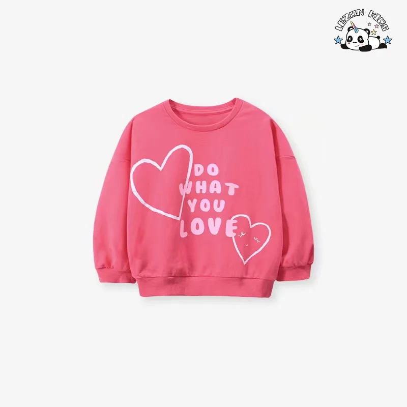 Best Price Long Sleeve Cartoon Sweatshirt Suit Cotton Crew Neck Custom Kids Girls Clothing Sets - Product Image