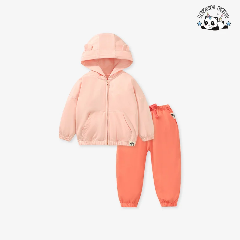 Cheap Factory Price Pure Cotton Hooded Children's Suit Kid's Sweatshirt Girl's Clothing Sets - Product Image