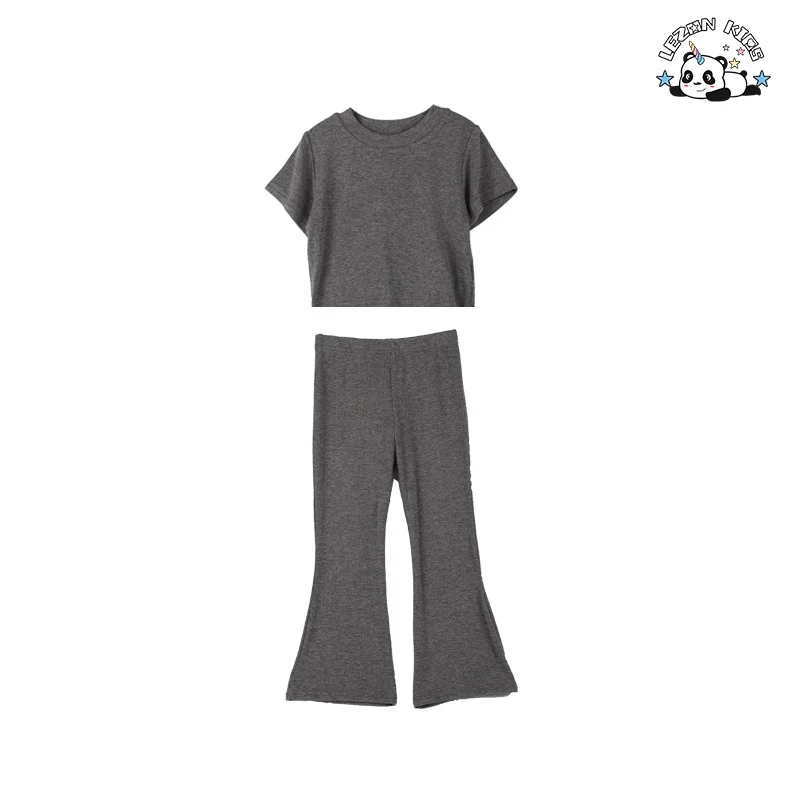 Camisa de manga curta confortável de algodão + Calças largas de duas peças com alta elasticidade para meninas bebês Roupas de verão