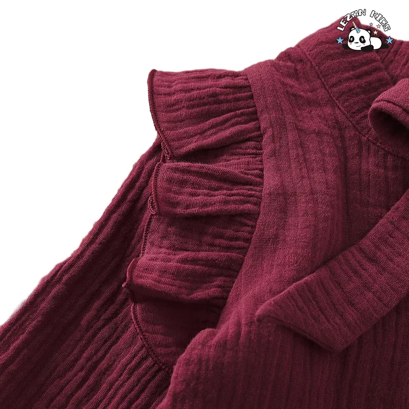 Roupas infantis personalizadas, tops de manga comprida e saia estampada, conjunto de duas peças para meninas em vermelho - Product Image