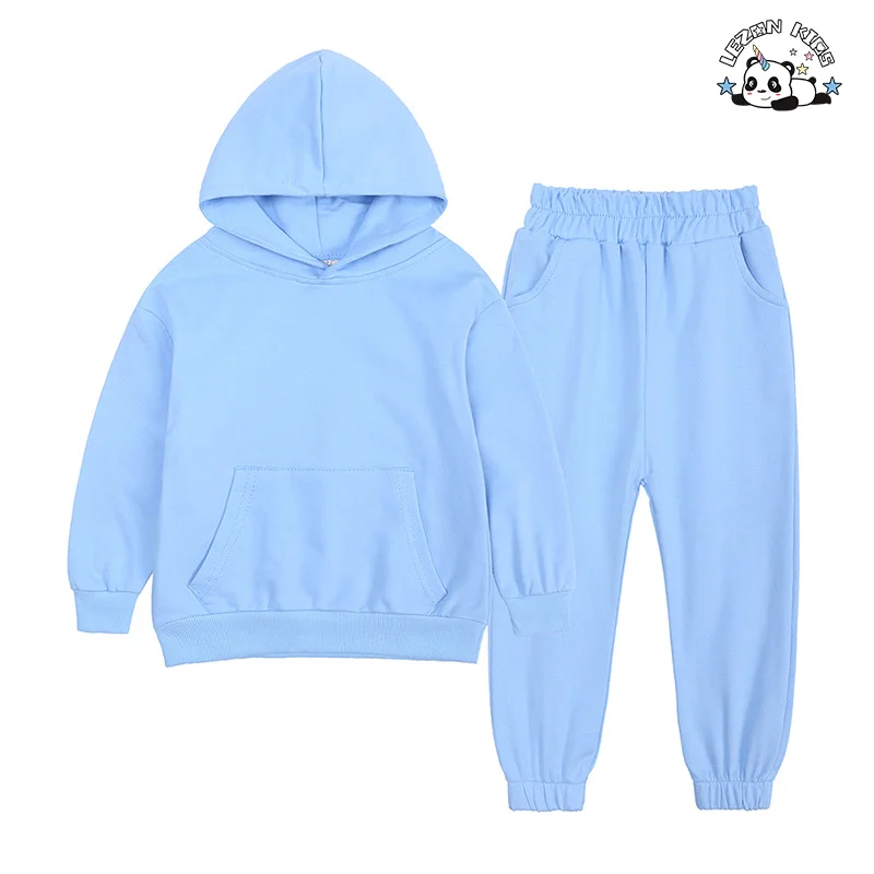 Custom Kids Cotton Graphic Printing Children's Fall Winter Hoodie Set Girls Sportswear Set - Product Image