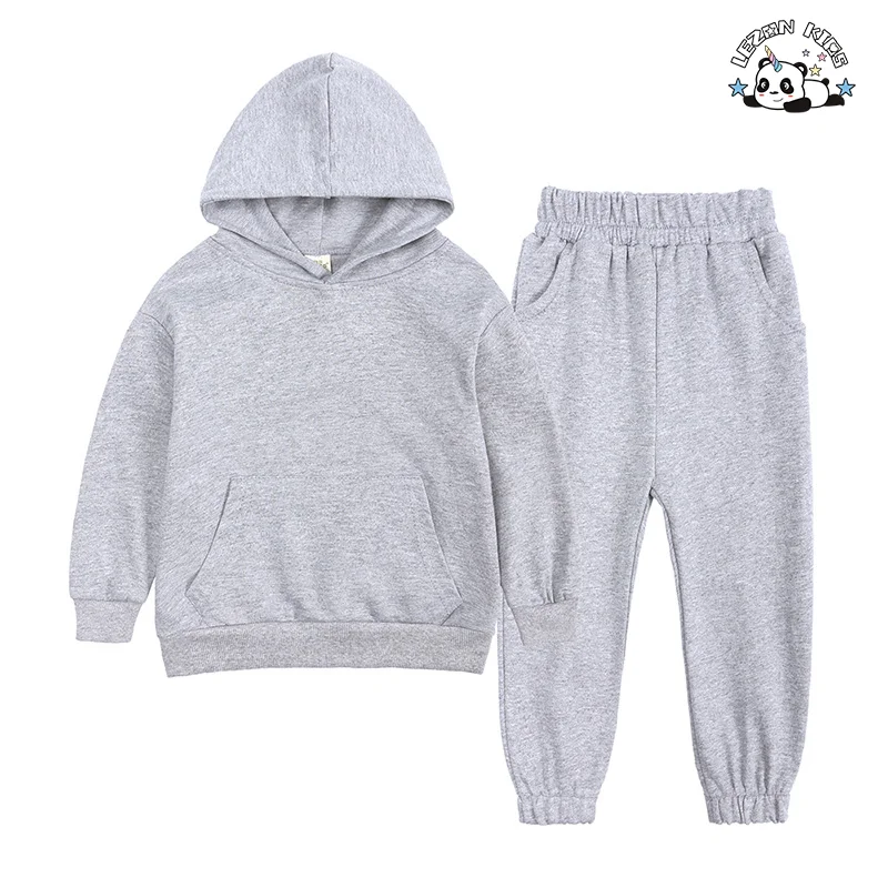 Custom Kids Cotton Graphic Printing Children's Fall Winter Hoodie Set Girls Sportswear Set - Product Image