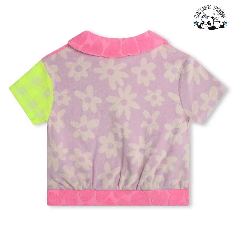 Conjunto de Roupas de Criança Personalizadas de Duas Peças com Tecido Macio e Flocking para Meninas, Roupas Casuais - Product Image