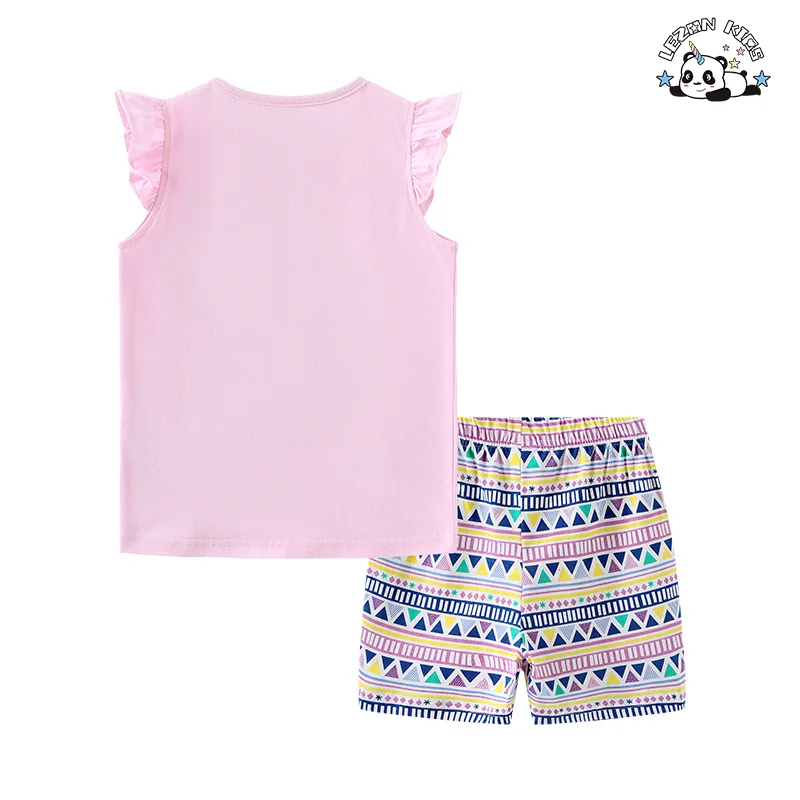Custom Little Girl Kids Summer Casual Embroidery Print Sweet Toddler Girls Clothing Sets - Product Image