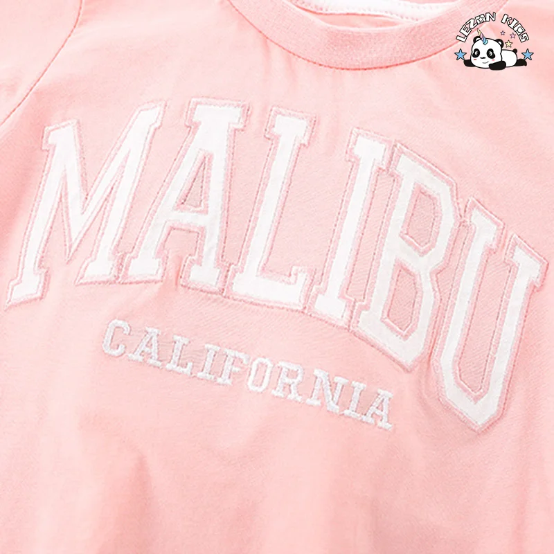 Conjunto Infantil de Marca Privada Rosa para Meninas com Estampa de Letras para Crianças de 2 a 14 anos - Product Image
